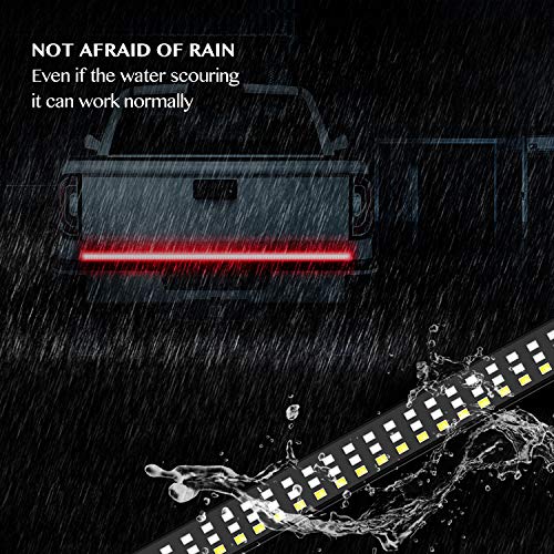 TWING 60 inches Tailgate Light Bar 540 LEDs Tailgate Strip Light Waterproof Wire Red Brake Running White Reverse Lights Solid Amber Turn Signal Reverse Lights for Trailer Pickup Jeep RV Van