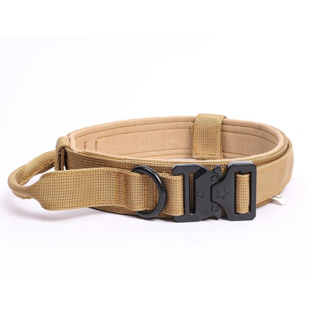 AOBUJDUB Tactical Dog Collar, Padded Breathable Soft Nylon Pet Collar With Heavy-Duty Metal Buckle, Heavy Duty and Soft On Ski for Medium Large Dogs(#B,L-(42cm-54cm))