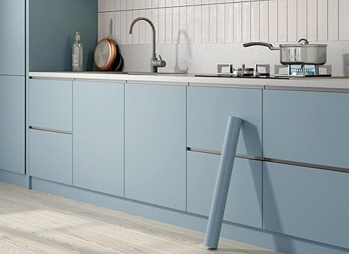 Bai You Mei Papel tapiz grueso para salpicaduras, para muebles de encimera, cocina, a prueba de aceite, papel de contacto extraíble, azul