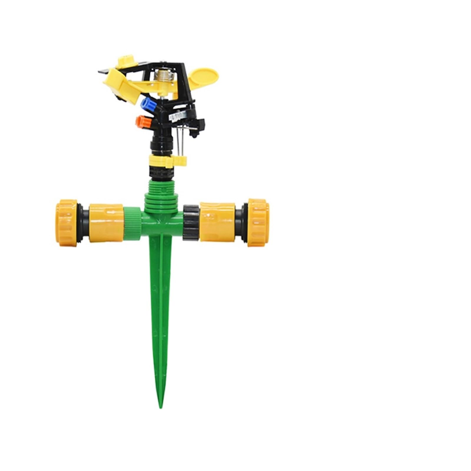 Pengwei 3I4 X 3I4 Hose 1/2" 3/4" Thread Garden Lawn Rotary Watering Sprinklers Automatic 360 Degrees Farm Rocker Sprinkler Irrigation Water Nozzle(3I4 X 3I4 Hose)