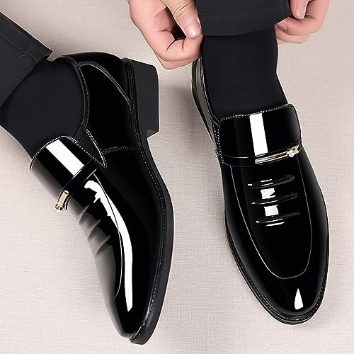 Men's Classic Business Dress Shoes, Oxford Work Formal Shoes, Patent Leather Slip-On Loafers Wedding Dress Shoes4
