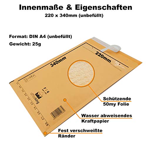 Luchtkussenenveloppen F6, bruin, 240 x 350 mm, DIN A4+, luchtkussen, verpakking, bekledingsenveloppen, enveloppen… - Afbeelding 4