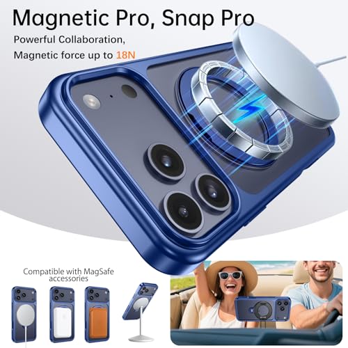 Image of YINLAI for iPhone 17 Pro Case 6.3-inch, Magnetic Compatible with Magsafe, with 360 Rotatable Ring Stand, Anti-Fingerprint Skin-Friendly, Shockproof Full-Body Protective 17 Pro Case, Deep Blue