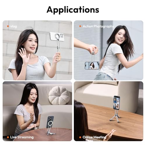 Image of ULANZI MA30 Magnetic Mobile Phone Tripod, Mini Foldable Aluminum Tripod, Double-Sided Magnet, Quick Mount, Compatible with iPhone 16, 15, 14, 13, 12 Magsafe, Silver