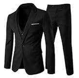 Mens 3-Piece Suit Notched Lapel One Button Slim Fit Formal Jacket Vest Pants Set