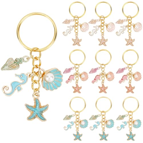 Porte clés thème océan émail or rose comme souvenir de mariage original et cadeau invités