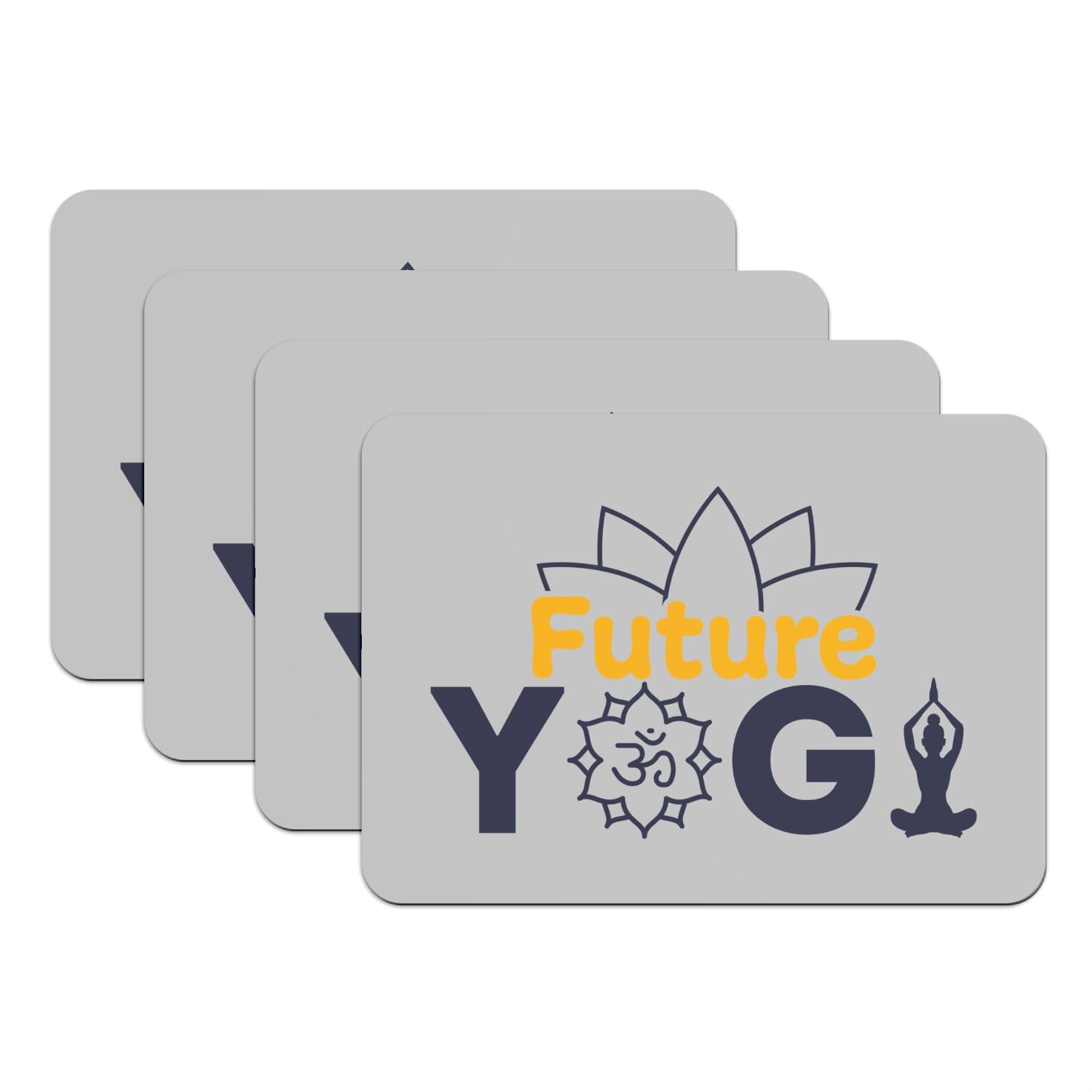Sets de table caoutchouc gris grand format 39,5 x 28,5 cm Future Yogi Zen Yoga