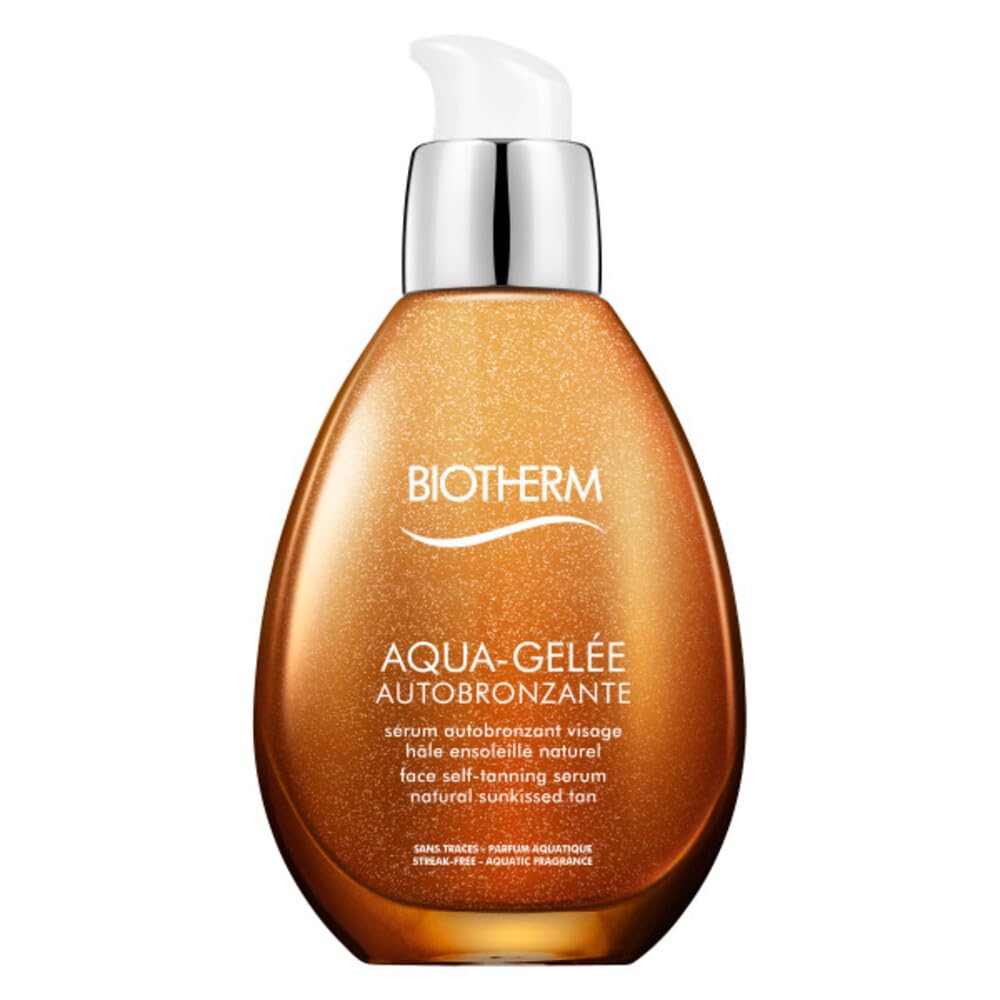 BIOTHERM, Aqua-Gelée Autobronzante, Sérum Autobronzant Hydratant, Effet Bronzé Naturel et Progressif, Sans Traces, Tous Types de Peaux, 50 ml