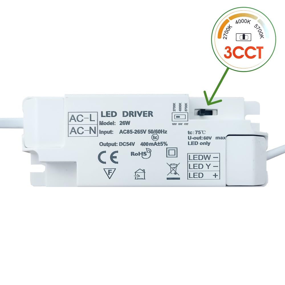 FactorLED Pack x2 Downlight LED Techo Empotrable Circular Slim 24cm 26W (260W), Panel Redondo Empotrado, Placa Extraplana, Luz Seleccionable 2700K-4000K-5700K (CCT) (2, Ø240mm)