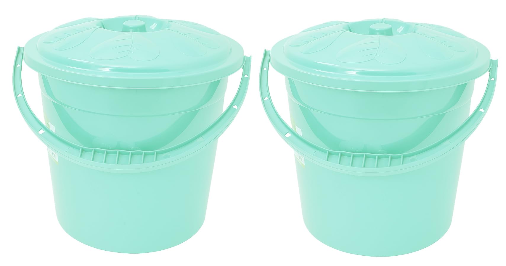 Best House | Plastic Bucket with Lid Handle | 10 Litres | GREEN | 2 Pcs | Household Bucket | Storage Buckets Bin Container, Multipurpose Use for Home, Garden and Workshops (Pack of 2)