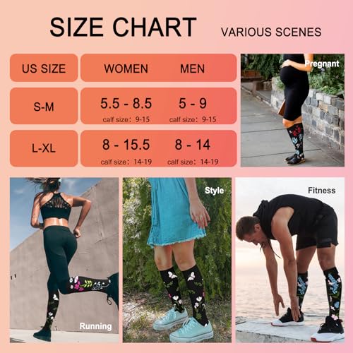 Image of Iseasoo 4 Pairs Compression Socks for Women Circulation-Best Support for Nurses,Running,Athletic,Travel