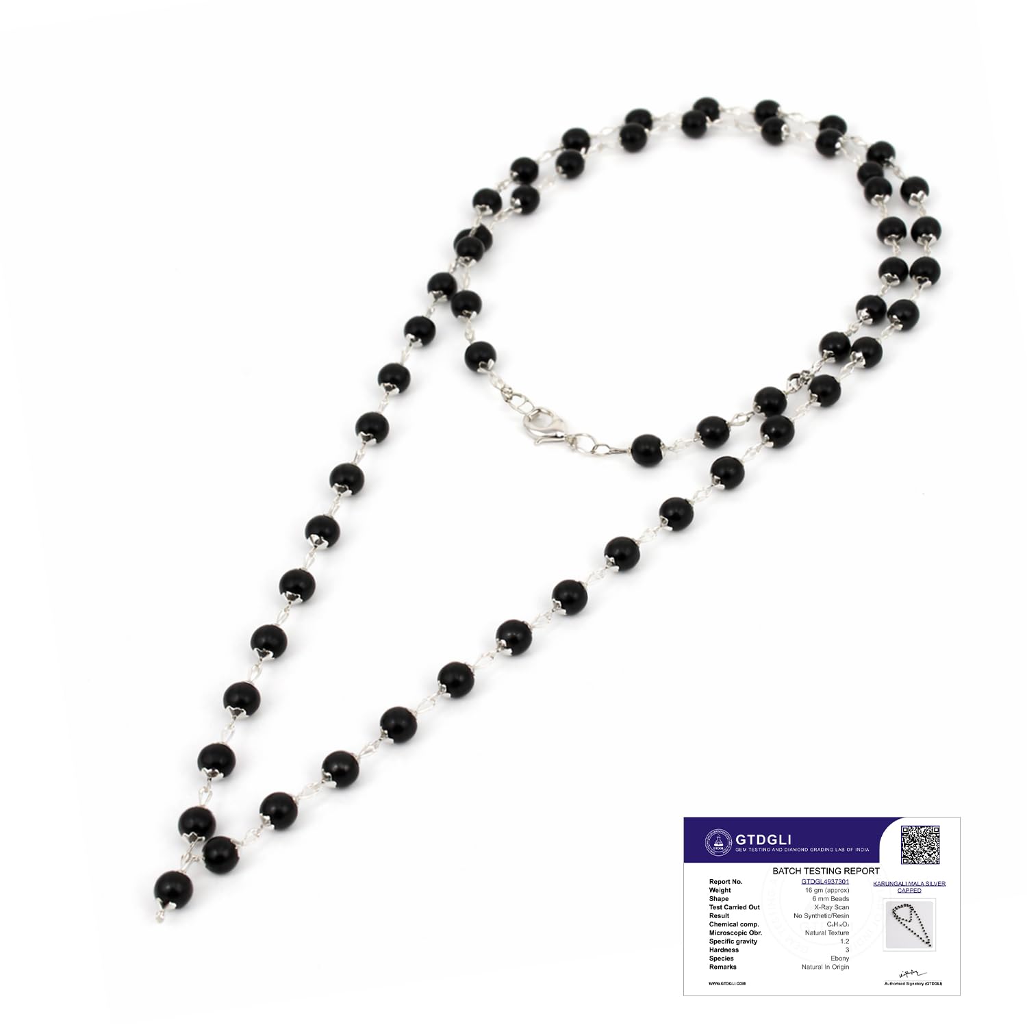 Astrotalk Karungali Malai Silver Capped 6 mm 54+1 Beads | Original Ebony Wood Mala for Lord Murugan Blessings | Evil Eye Protection & Mangal Dosh | Ideal for Puja & Gift items