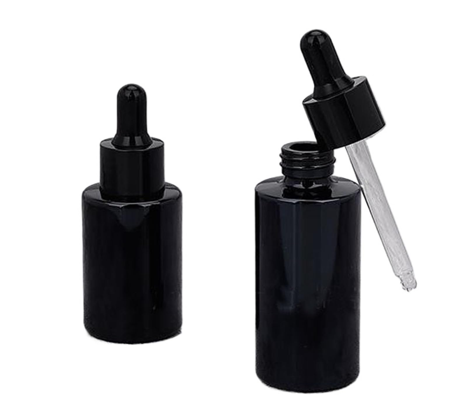 TRRYUIP Mini Pipette Dropper Bottle 10X Frosted Black Thick Round Shoulder Glass Dropper Essential Oil Bottle Portable Refillable(30ml)