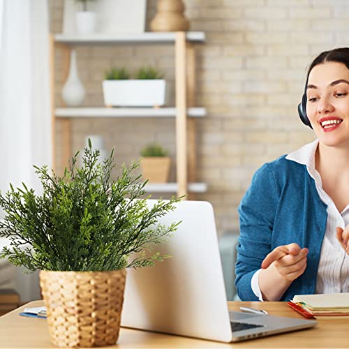 Artificial Outdoor Plants 12 PCS Fake Cedar Plants Plastic Faux Pinetree Stems Greenery Shrubs UV Resistant Colorfast Indoor Outdoor Christmas Home Decor for Windowbox Garden Porch Path