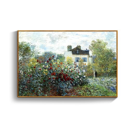 crmotu Framed Canvas Wall Art, Rustic Farmhouse Landscape Art Prints, Cottage Floral Garden Vintage Pictures, Retro Horizontal Wall Paintings for Living Room Bedroom Bathroom Office Gallery 16x24in