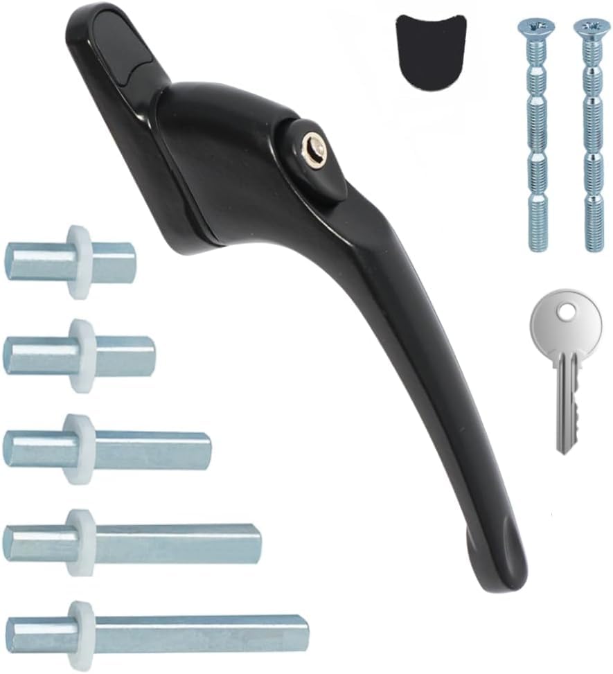 FixRello PVC Window Handles for uPVC Windows - Handle for uPVC Windows and Double Glazing (1, Black)