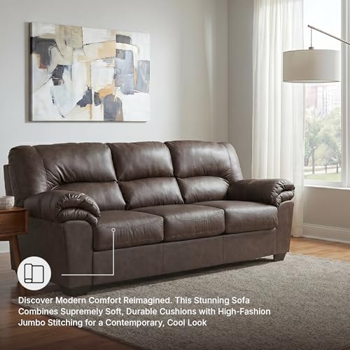 Image of Signature Design by Ashley Faux Leather Living Room Sofa, Umber