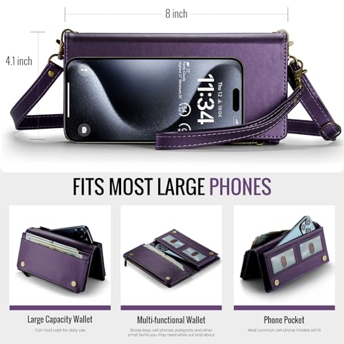 COVO Small Crossbody Bags for Women - RFID Blocking Clutch, Cell Phone Purse, Phone Purses with Crossbody Strap, Fits 6.1-6.7 Inch Phones, PU Leather Magnetic Strap - for Women and Men-PURPLE 5