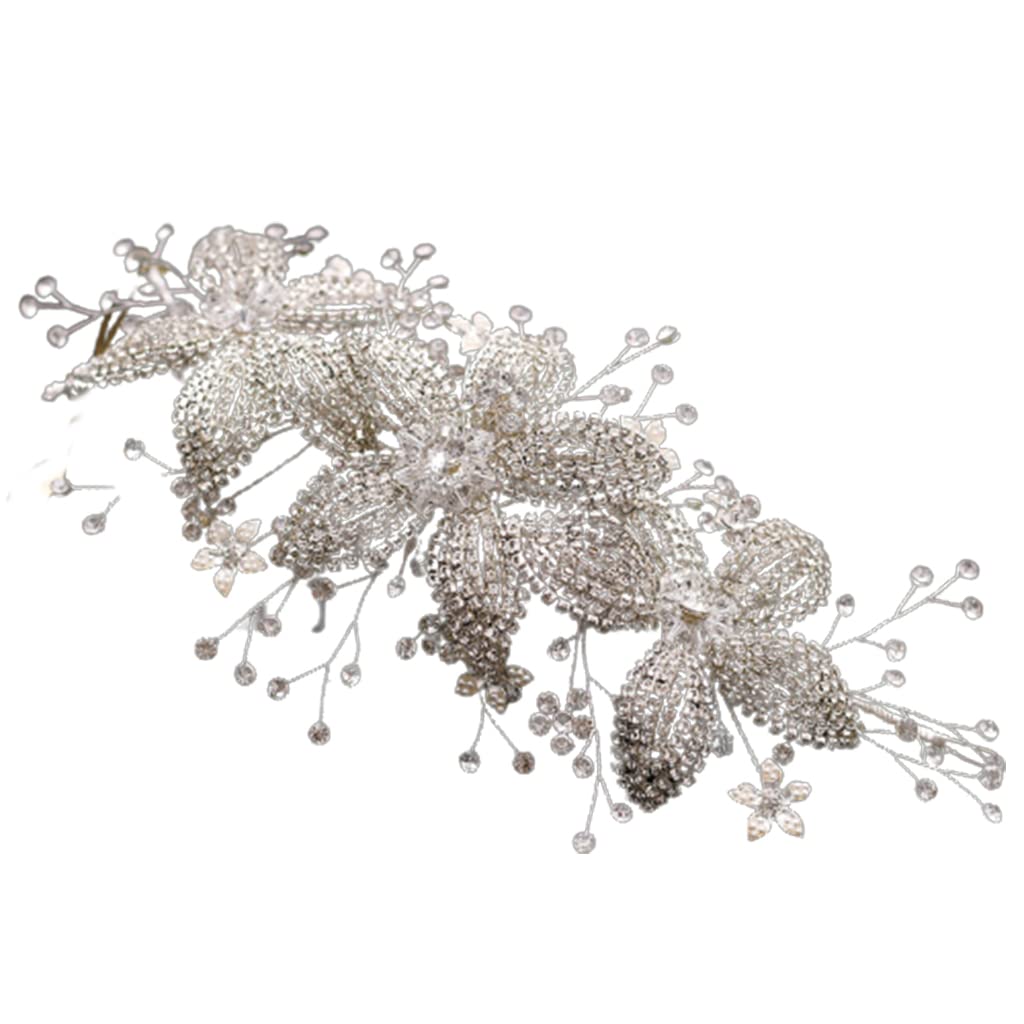 Blumenzweig Braut Hochzeit Stirnbänder Silber Gold Kristall Braut Kopfschmuck Strass Haarrebe für Damen und Mädchen
