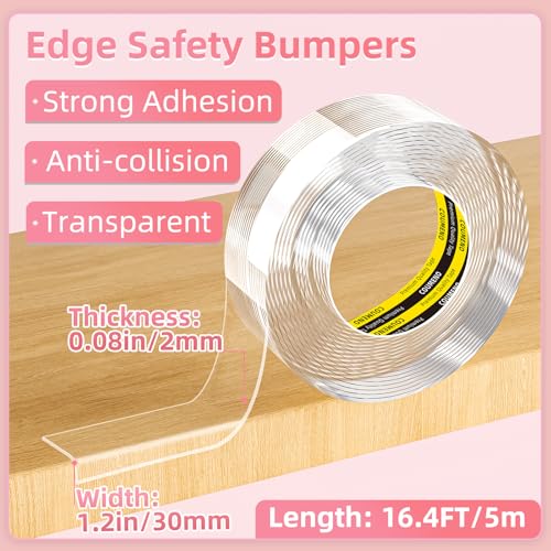 Image of Clear Edge Protector & Corner Guards,1.2in(W) x 16.4FT(L, Baby Proof Corner Protectors for Furniture,Table Bumper for Baby Safety, Sharp Edge Protector for Drawers, Tables, Cabinets