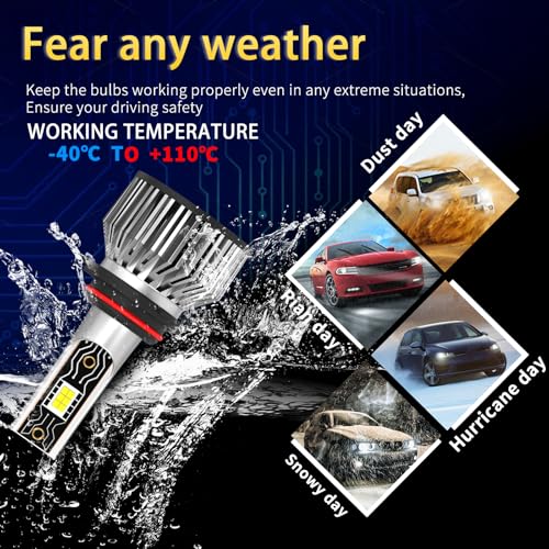 Image of Driving Light Bulbs Set Fit for Toyota Sienna 2011-2020, High Beam Low Beam Fog Light Bulb Combo Replacement, Direct Installation, High Power 6500K White Light, IP68 Pack of 6