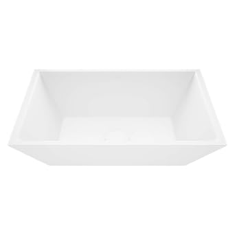 VIGO Vinca 18 "L x 14" W x 5 "H فوق حوض الاستحمام المستطيل من الحجر غير اللامع حوض الاستحمام باللون الأبيض -VG04007