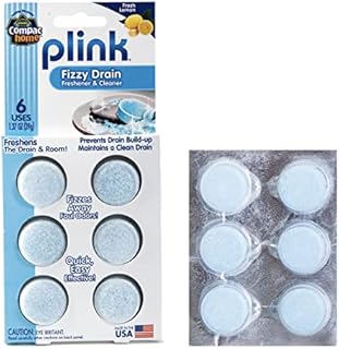 Compac Plink Fizzy Sink Drain Cleaner and Deodorizer, Air Fresheners for Kitchen Sink, Home Accessory Cleaning Products for Kitchen, Drain Cleaner, Lemon Scent, 6 Count (Pack of 2), 12 Tablets