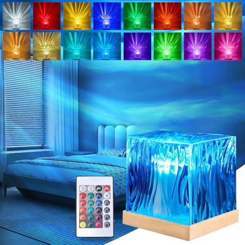 DAZZTIME Lámpara de Mesa de Cristal,Lamparas de Mesita de Noche de Cristal,Lampara Aurora Boreal,Romántica Luz Nocturna LED,Touching Crystal Lamp,Lampara de Mesa para Dormitorio Sala Fiesta Cena