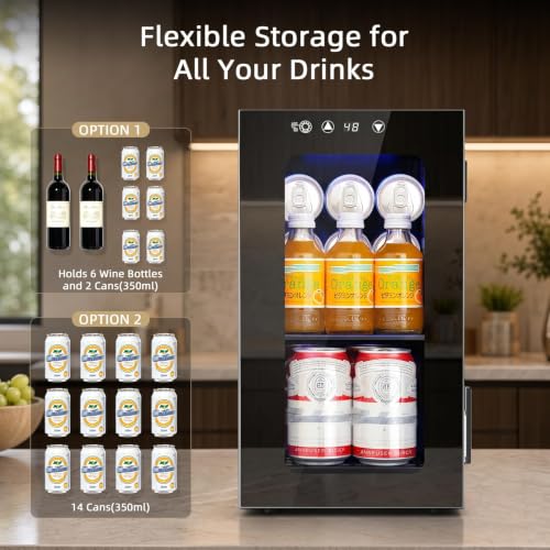 Image of Antarctic Star Mini Fridge Beverage Refrigerator, 10L Small Drink Fridge for Bedroom, beverage cooler with Digital Temp Adjustment 40-61F, Ideal for Bedroom, Dormitory, Office, Bar and Kitchen