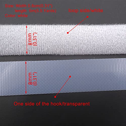 Image of Extremely Thin and Soft Strong Mini Clothes Hook and Loop Fasteners Sewing Type Back Without Adhesive Tiny Clothing Accessories DIY Handmade Materials (White, 0.31 inch /8mm)