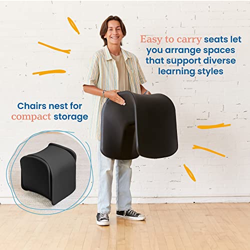 Image of ECR4Kids Wave Seat Perch Stool, 18in - 19.6in Seat Height, Flexible Seating, Black