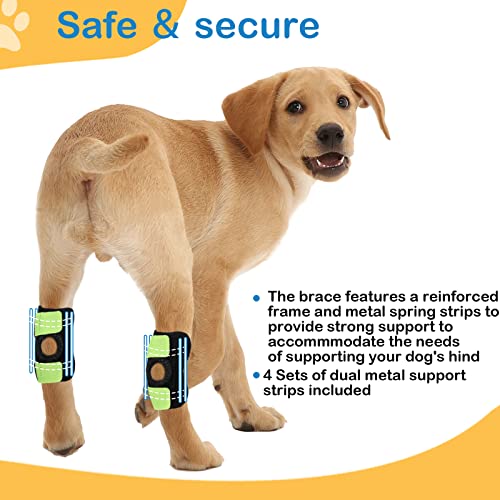 Image of 1 Pair Dog Leg Brace for Rear Leg, Hock & Ankle, Canine Hock Joint Compression Wrap with Dual Metal Strips and Safety Reflective Straps for Torn ACL & CCL, Injury and Sprain Protection, Black (L)
