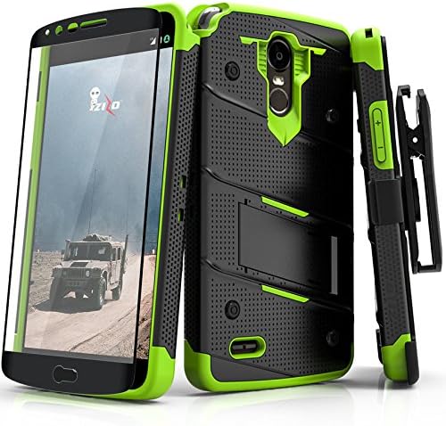 LG Stylo 3 Case, Zizo [Bolt Series] w/ [LG Stylo 3 Screen Protector] Kickstand [12 ft. Military Grade Drop Tested] Holster Belt Clip- LG Stylo 3 Plus