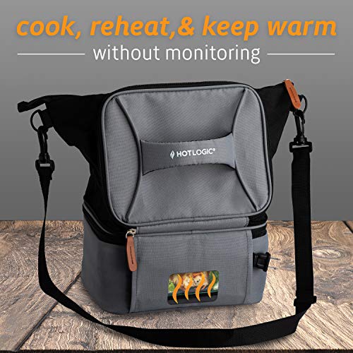 HotLogic 16801172-GY Food Warming Tote Lunch Bag Plus 120V with Glass Dish, Gray - Thumbnail 3
