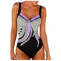 Bañadores Mujer Reductores Sexy Bañador 2025 Talla Grande Una Pieza Trajes De Baño Mujer Menstrual Natacion Verano Vikinis para Mujeres Vientre Plano Brasileño Swimsuits Púrpura XXL