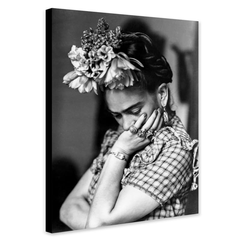 Photo vintage noir et blanc Frida Kahlo | Décoration art mural et toile encadrée 30x20
