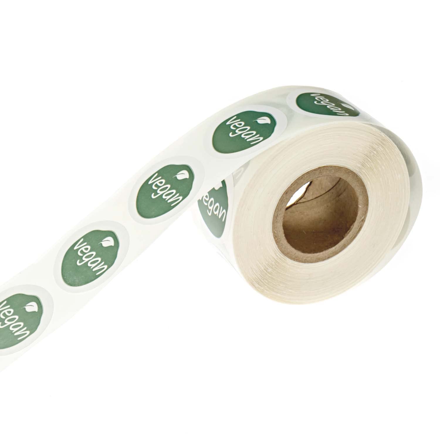 Sage Vegane Aufkleber / 500 weiße glänzende Kreise Lebensmitteletiketten / kleine 2,5 cm einzigartiges Blattlabel Design mit moderner Ästhetik / Made in USA
