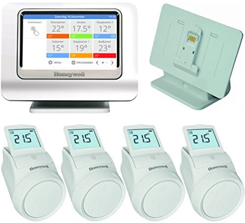 evohome XL Starter Pack Multi Zone Kit with 4 Radiator Controllers, Control Panel and Table Holder ATP924G2002