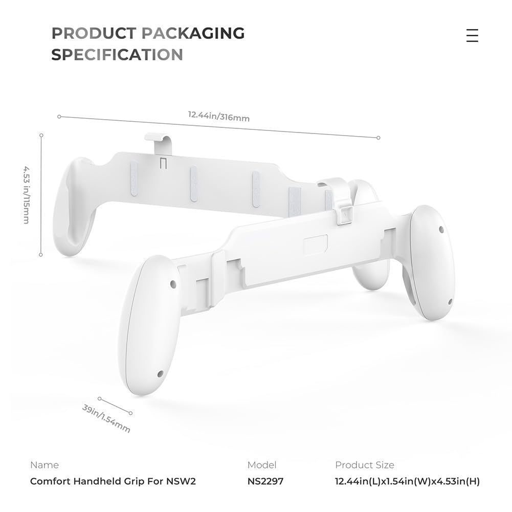 Impugnatura antiscivolo per Nintendo Switch 2, materiale ABS, design ergonomico personalizzato, per compatto 32 x 10 x 4 cm, compatibile con bianco e nero