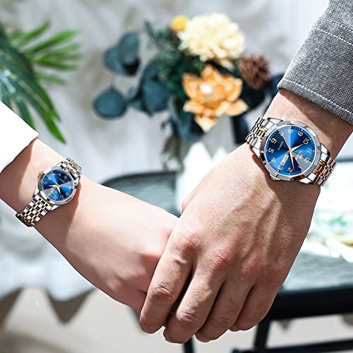 OLEVS Couple Watch Valentines Couple Matching Watches His and Her Couple Set Wrist Watch Men and Women Lovers Wedding Romantic Gifts Set of 2