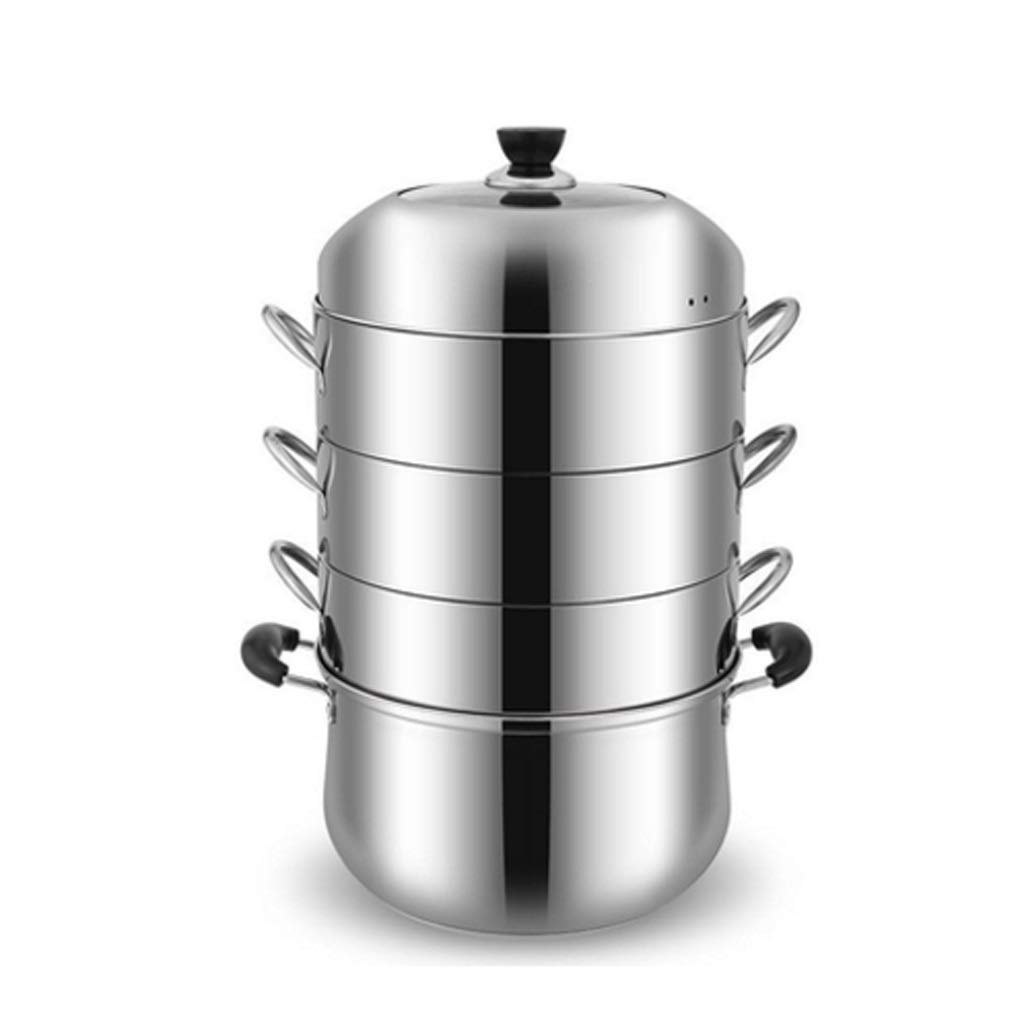 Vaporera for arroz al Vapor sin Olor, vaporera de Acero Inoxidable de Cuatro Capas Gruesa de 28cm for el hogar, vaporera ahorradora de energía