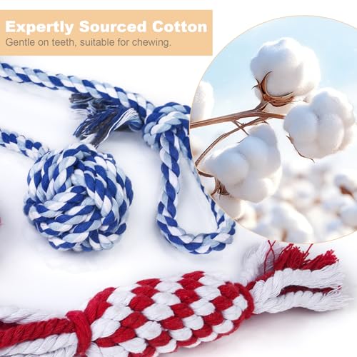 Image of Depets Dog Rope Toys for Small Dogs, 4-Pack Durable Puppy Rope Chew Toys for Teething, Puppy Tug of War Interactive Toy, Washable Knot Dog Toy for Dental Care & Anxiety Relief