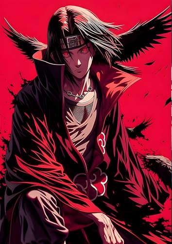 Image of NIJUKA Anime Printed Metal sheet Poster For Home And Room Decoration | For Anime Art Fans Boys And Girls (Akatsuki member Itachi genjutsu user)