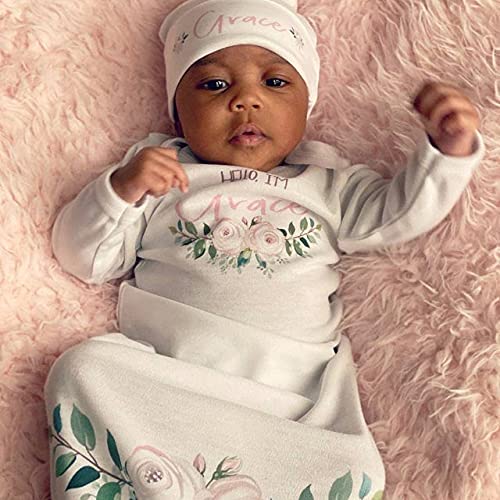 Miniatura 2 de Personalized Newborn Baby Girl Sleeper Gown With Name
