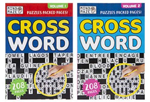 Crucigrama, libros de rompecabezas tamaño A4, compilación de crucigramas, volúmenes 1 o 2 con bolígrafo gratis (AMBOS)