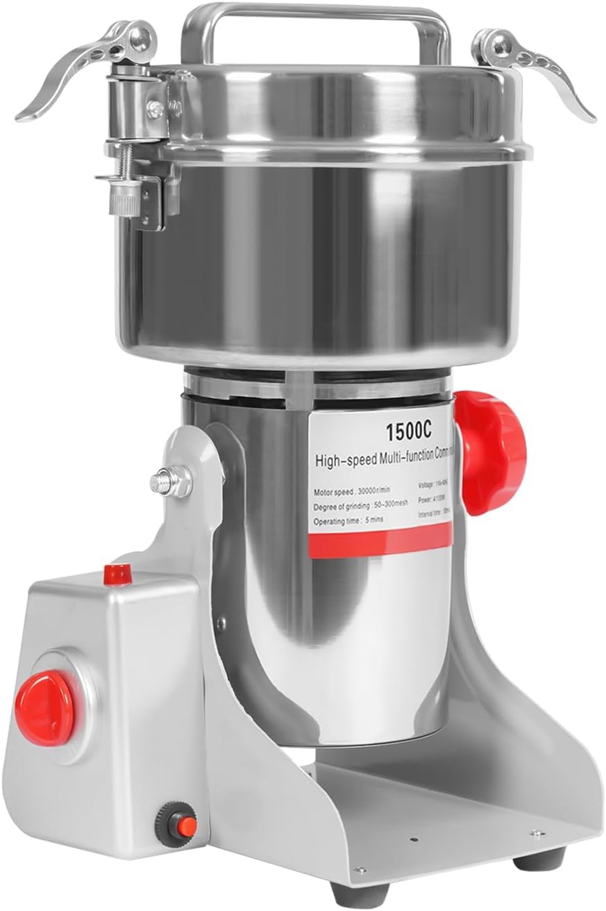 Molinillo eléctrico de grano de acero inoxidable de 4300 W, capacidad de 1500 g, molinillo superfino para cereales secos (trigo, avena). (1500g 4100W)