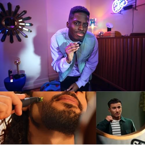 Image of Philips OneBlade Face Hybrid Electric Beard Trimmer & Shaver, Trim Edge & Shave Any Length, Dual-Sided Blade, Waterproof, USB Charging, Includes 2 Stubble Combs (1mm & 3mm)