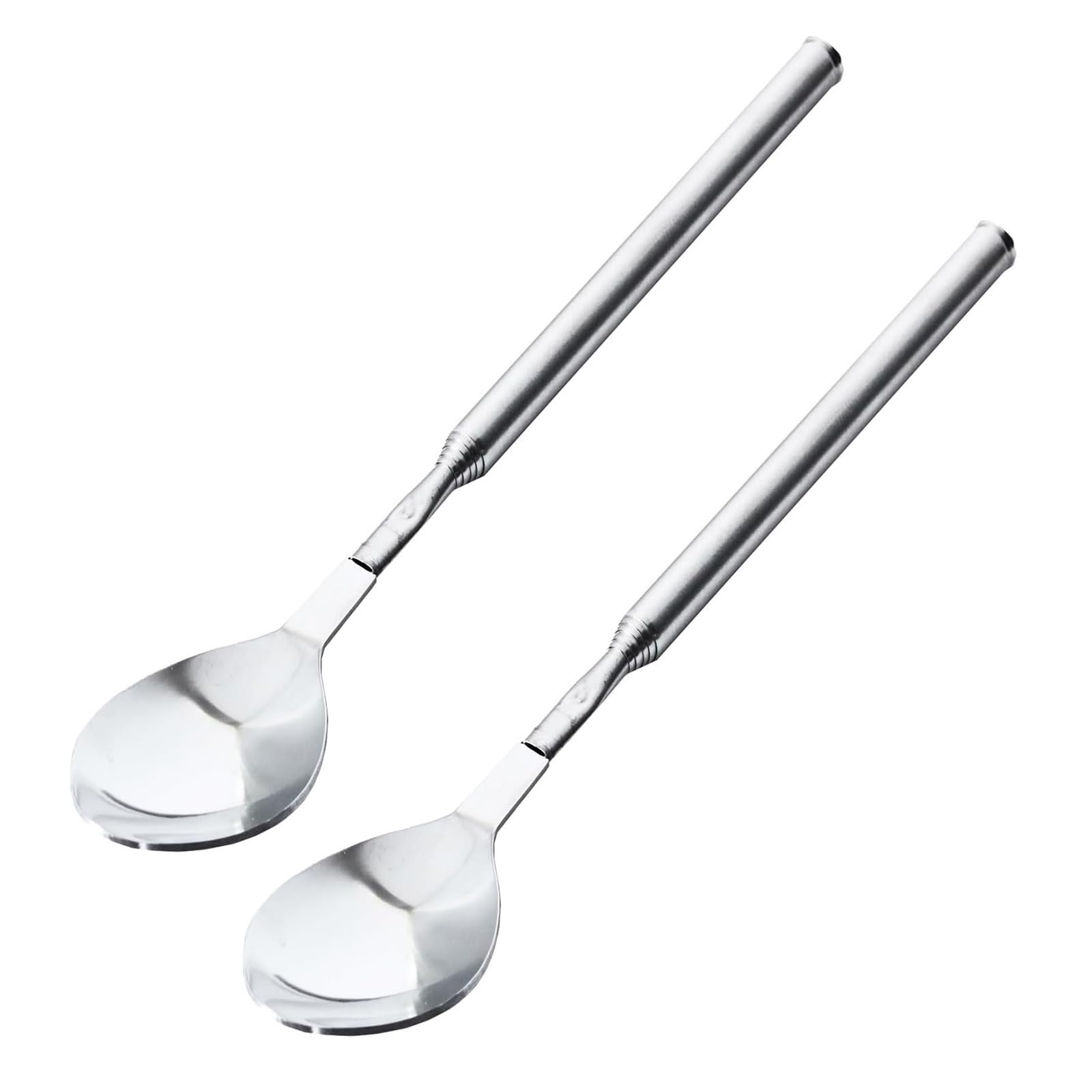 MALSSE Of 2 Expandable Stainless Steel Forks Spoon Telescoping Long Cutlery for Barbecue Camping and Everyday Meals Portable Outdoor Cooking Forks