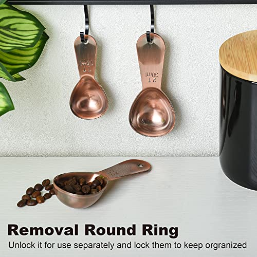 Smithcraft Copper Coffee Scoop Set Of 4, Stainless Steel Coffee Scoops, 1 Coffee Tablespoons (15Ml), Measuring 2 Tablespoons (30Ml) Coffee Measuring Spoons For Tea, Sugar, Spice Ect #TOP6