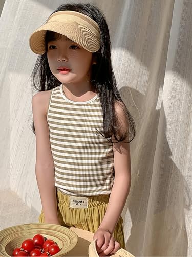 Image of BINIDUCKLING Toddler Tank Top Girls Summer Cute Striped Sleeveless Top 24 Months-8 Years
